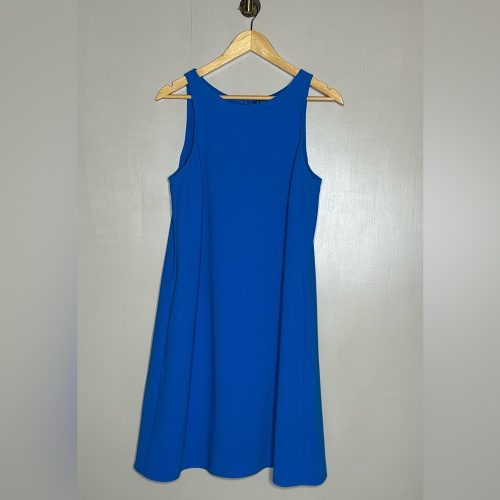 Lauren Ralph Lauren Blue Sleeveless A-Line Midi Dress Size 10